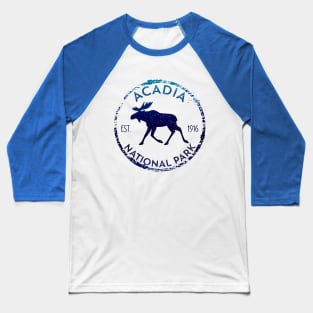 Acadia National Park Maine Moose Lovers Distressed Design Baseball T-Shirt